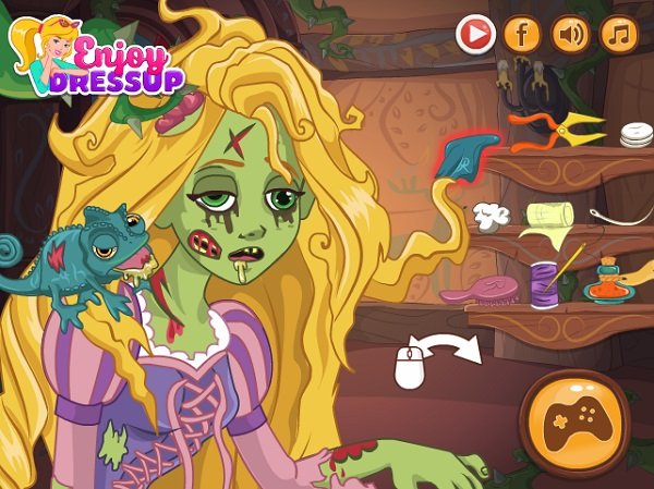 game Công chúa tóc mây biến thành zombie thây ma game Cong chua toc may bien thanh zombie thay ma